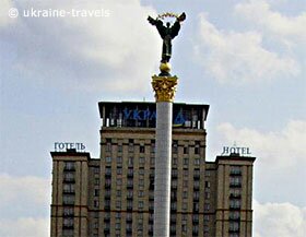 Maidan, the obelisk of Independence Square.