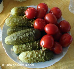 Cucumbers and tomatos